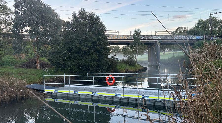 Mobile floating walkway for hire for events or bridge works Melbourne