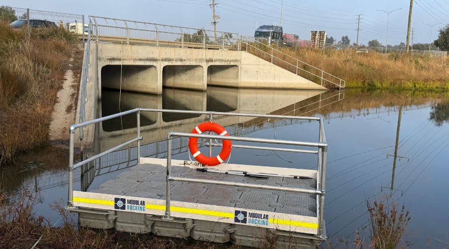 Small mobile pontoon available for hire for inspection and repairs works in culverts filled with water