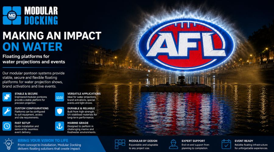 Take you event to the next level with a water projection on the Yarra River